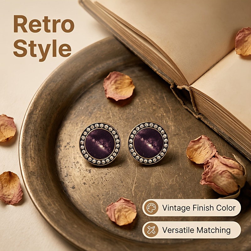 2pcs Starry Sky Glass-Inlaid Stud Earrings