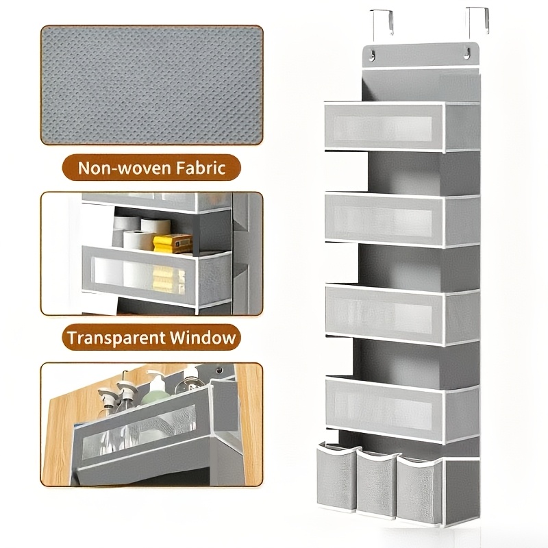 TEMU Multi Pocket Multifunctional Hanging Storage Bag, Made Of Reinforced Composite Fabric, Hanging Design With 5+3 Pocket Layout, Including Mesh