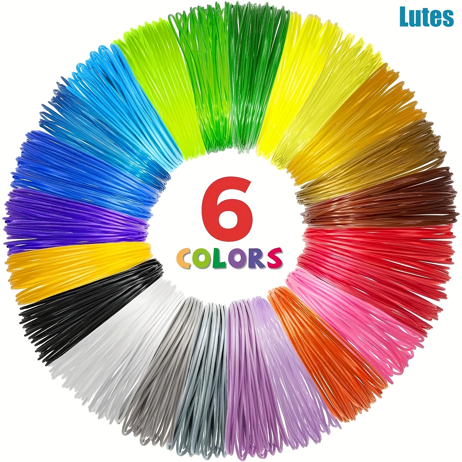 

6pcs 3d Pen Filament 3d Printer Filament Pla 1.75mm Random 6 Colors 3 Meters Per Color, 18 Meters In Total, 59 Feet In Total