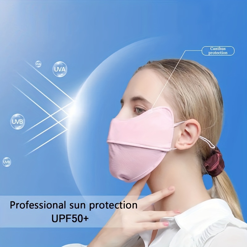 1pc Ice Silk Breathable Design UV Protection Face Mask, Washable Reusable  Sunscreen Mask For Golf Fishing Driving Cycling