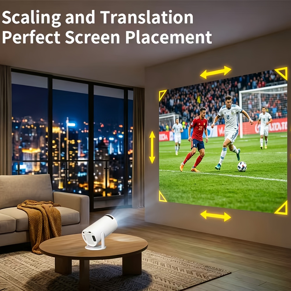 Image of Hy300pro Smart Projector, Local 720p Resolution, Supports 1080p Os, Wifi 6 And Wireless 5.4, 270° Rotatable , Supports Wireless Mirroring For Ios//tablets. Easily Watch And Matches