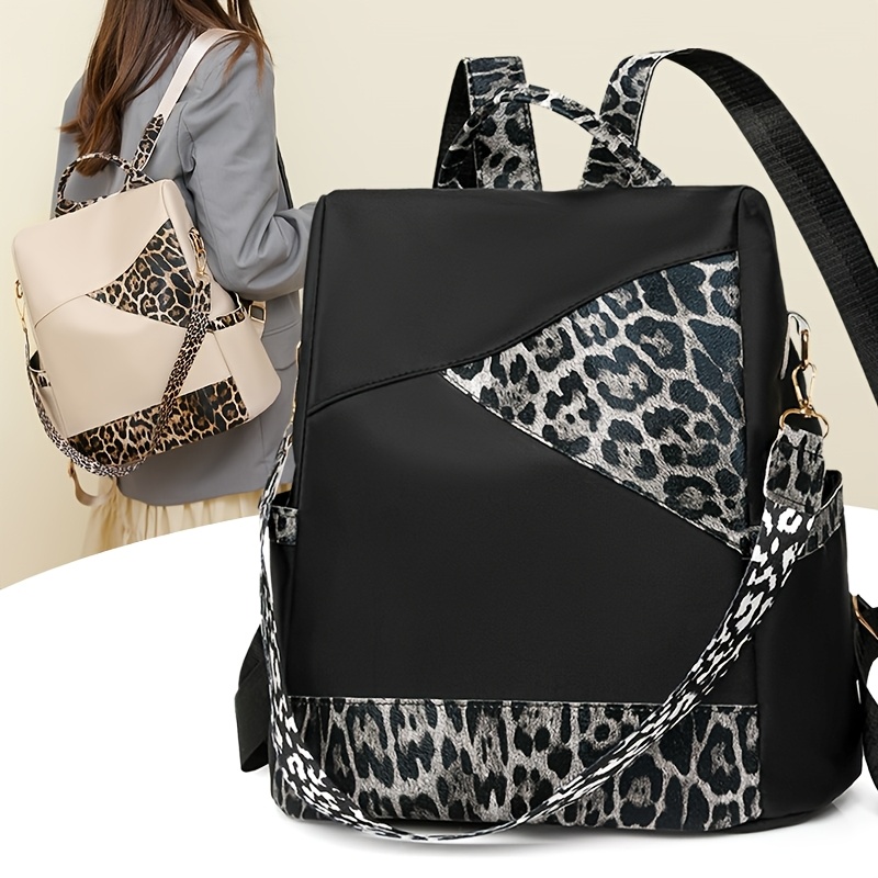 

Leopard Print Shoulder Bag Women's Fashionable Travel Lightweight Women's Backpack Small Bag Commuting School Bag Fashionable Large Capacity Color Backpack