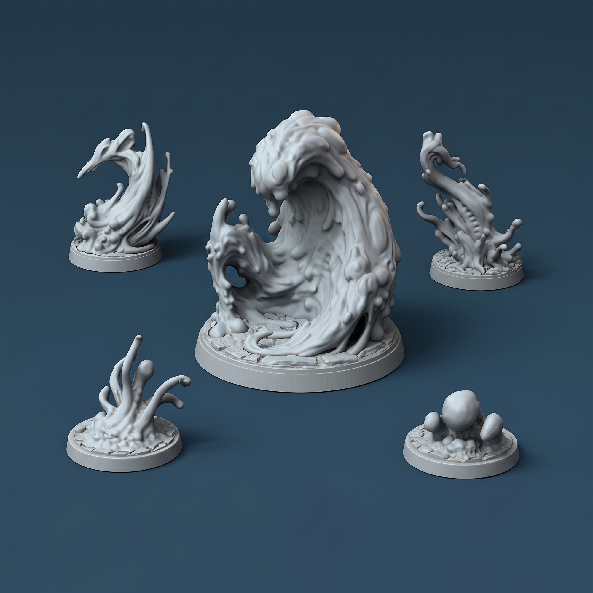 TEMU 5pcs Miniatures de Bave de Slime Noir 28Mm Échelle Résine Non Fantaisie RPG Jeu de Table Figurines de Guerre Modèles de de Loisirs de Peinture