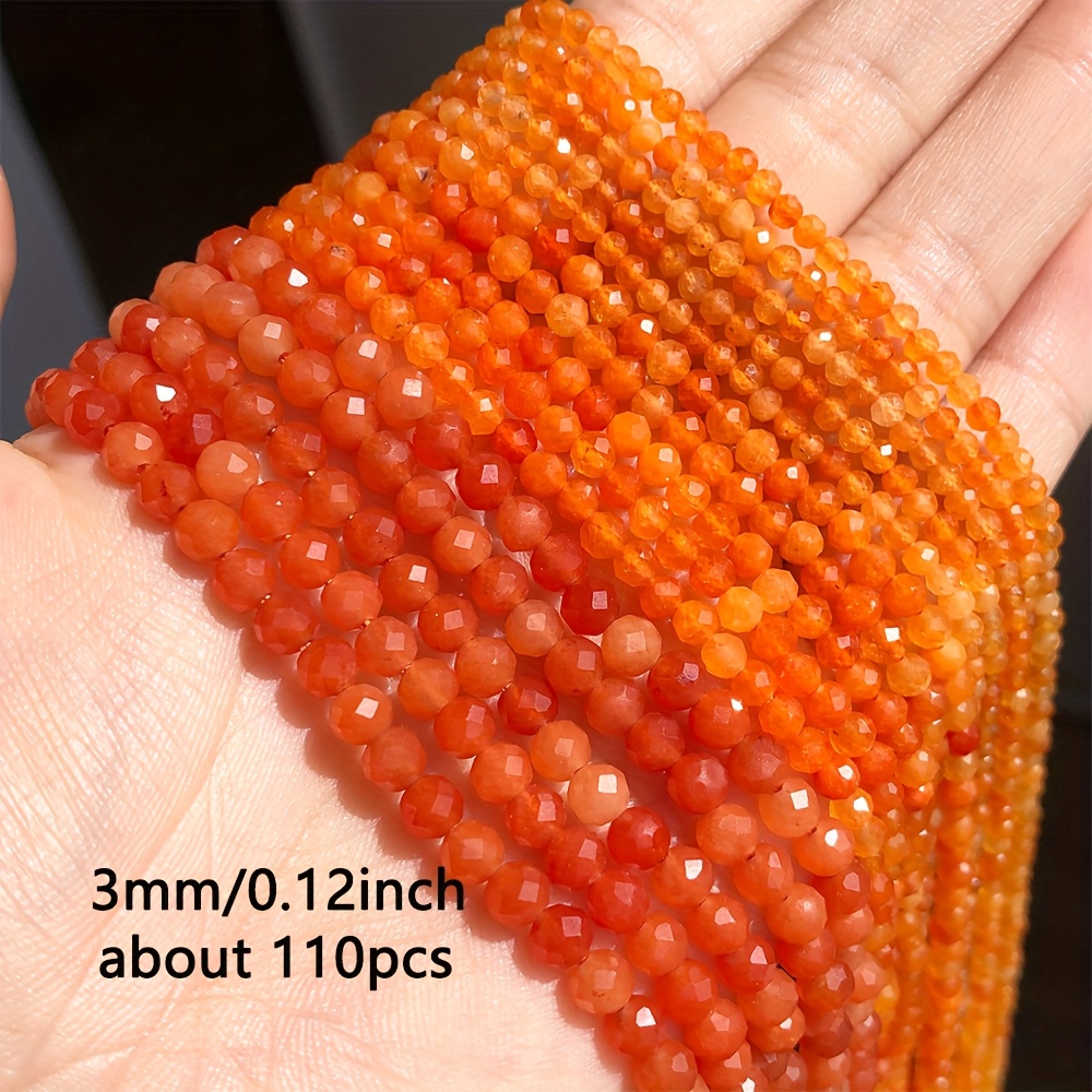 TEMU Perles d'agate orange naturelles de haute qualité, facettées et espacées, idéales pour la création de bijoux DIY : bracelets, , boucles