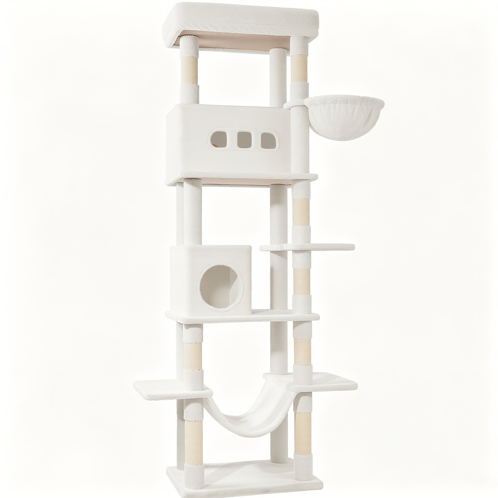 Image of Xxl For Large Cat Scratching Post, 212cm Tall, Cat Tree, Luxurious Indoor Cat Tower With A 60x40cm Extra- For Large Viewing Platform, Multiple Caves, Hammock