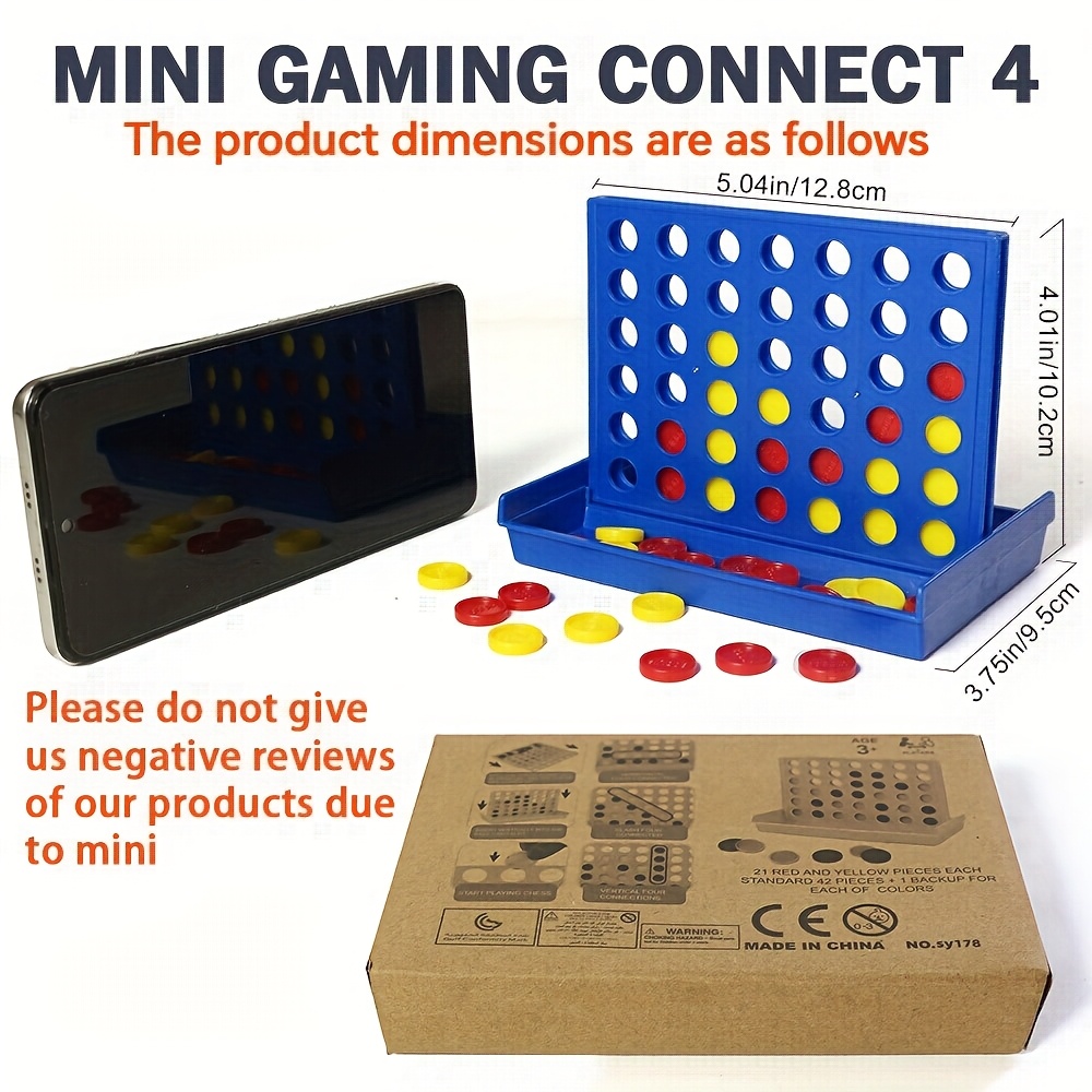 Family Strategy Board Game - 13.21 cm Portable Foldable Chess Puzzle for Kids & Adults, Classic Four-in-a-Row Challenge with Red & Yellow Discs, Ages 3+ Home Entertainment, Perfect Christmas Thanksgiving Gift, Chess Gifts, Interactive Play, Vibrant Board, Sturdy Construction