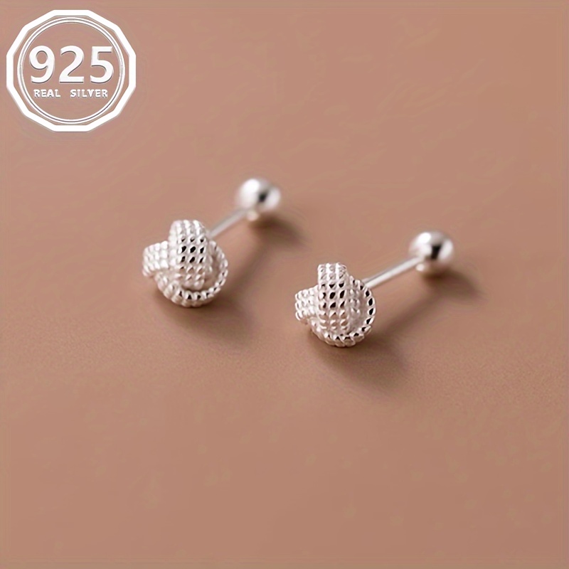 

925 Sterling Silver Stud Earrings Cute Twist Ball Design Daily Outfits Party Accessories High Quality Gifts For Women