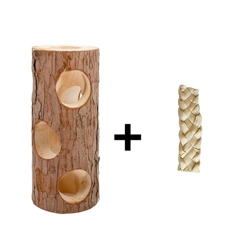 Image of Natural Wooden Hamster Mouse Tunnel Tube Trunk Small Pet Toys