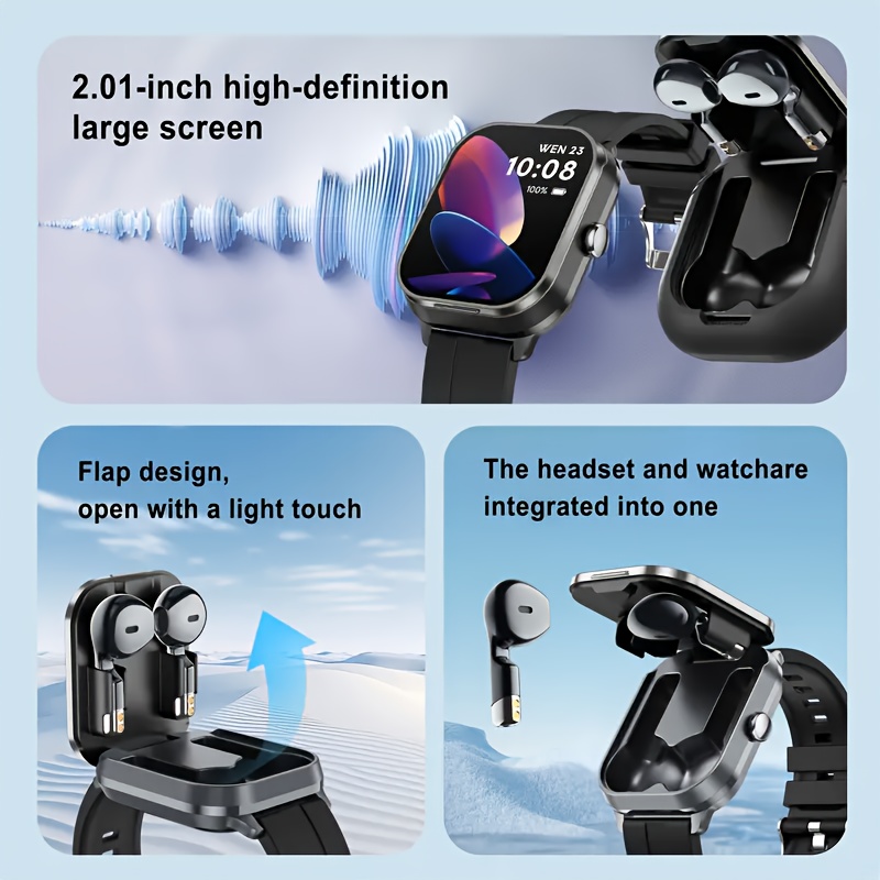 ERUN Men's Smart Watch with Built-In Headphones, NFC, DIY Dial, Call & Music Control, Wireless 5.3, Multi-Sport Modes, Monitor, Step Counter, Weather Updates, Remote Camera, Timer, Calendar, Gift for Christmas or Birthday, Versatile Wearable Tech | Sleek Digital Watch | Durable Design, Smart Watch for Android Phones