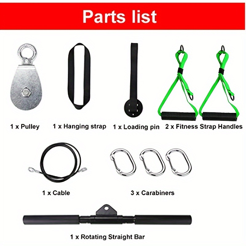 Oak-Sports Universal Home Gym Cable Pulley System for Arm, Back, and Abdominal Strength Training - LAT Pull Down Attachment with Straight Bar, Handles, Steel Wire Rope for Squat Racks, Multiple Colors, Includes Accessories for Functional Fitness, Ideal for Father'S Day and Teachers' Day