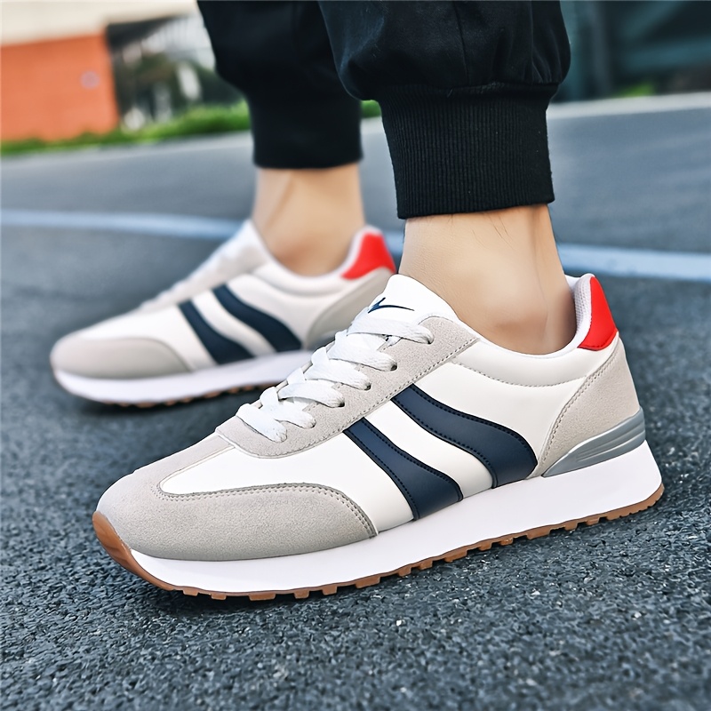 AOPLUS Men's Fashion Running Sneakers - Black & White Casual Sneakers with Rubber Sole, Lace-Up Low-Top Design for Casual Attire, Training & Outdoor Activities, Running Shoes