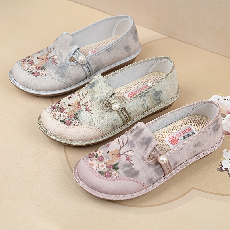 ladies patterned flat shoes breathable woven shallow mouth - Temu