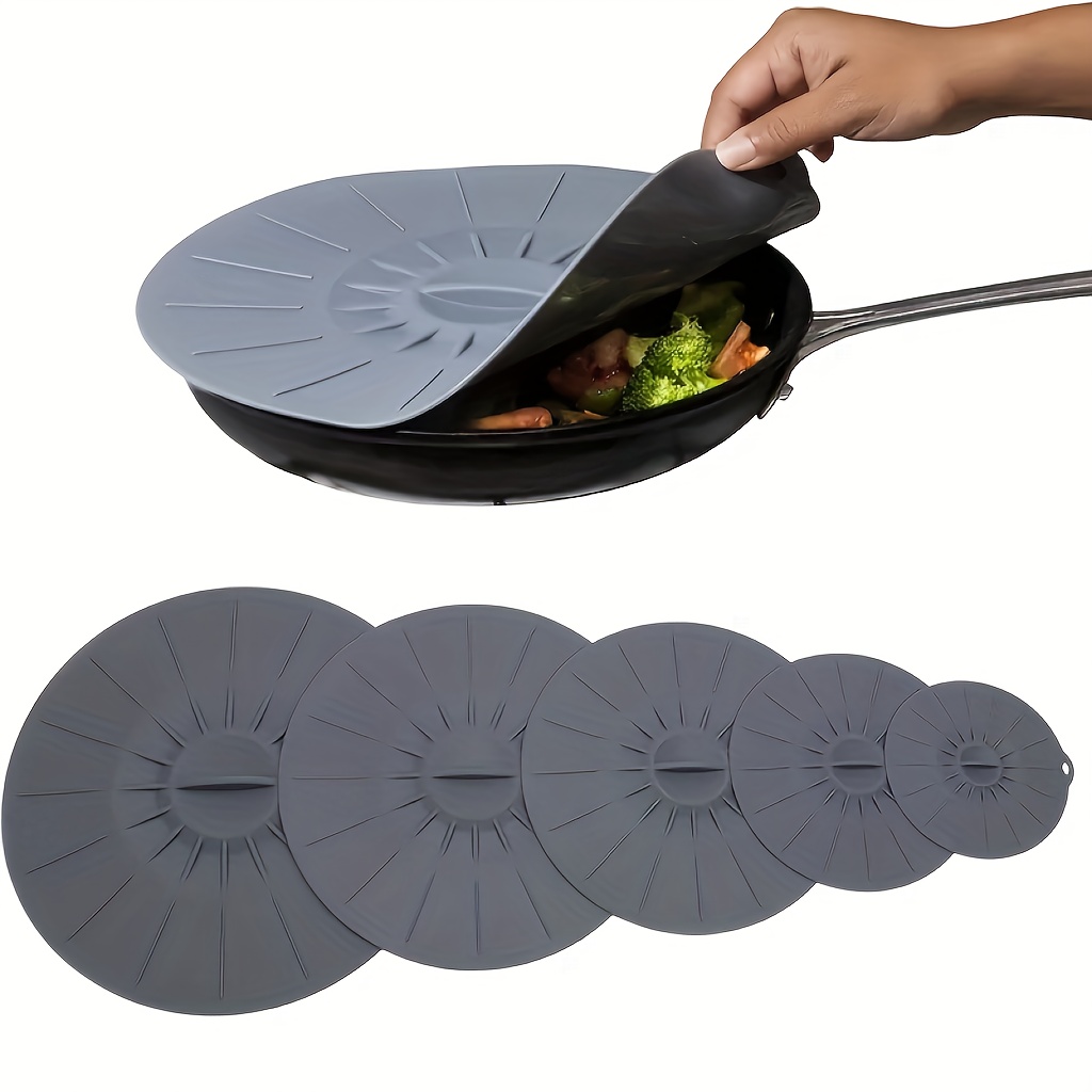 TEMU Lot de 5 couvercles en silicone ( haute résistance) - Taille maximale jusqu'à 31 cm, plus épais et plus lourds que les produits similaires,