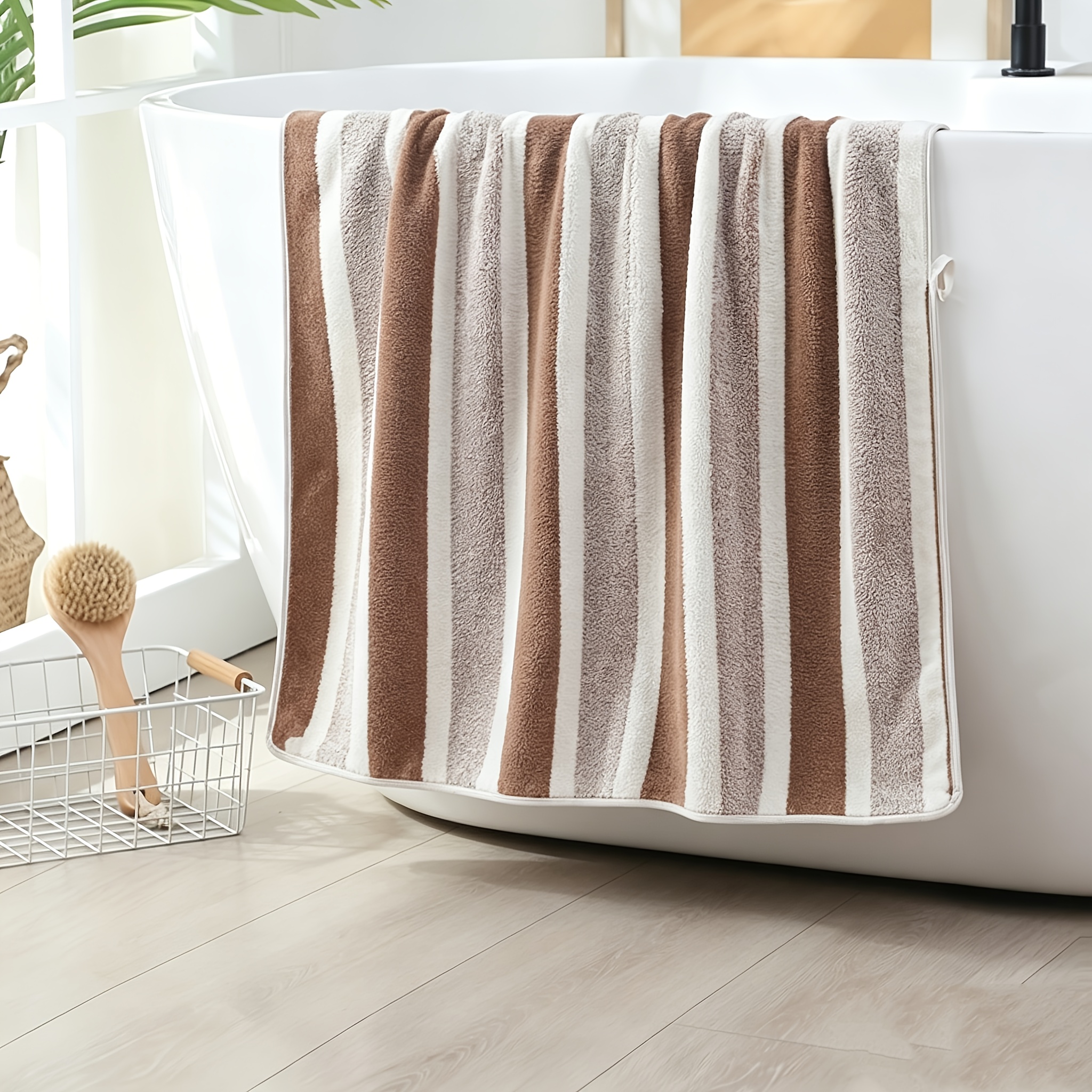 Image of [peejaa] 1pc Bath Towel Fiber High-absorbent Towel, Skin-friendly Quick-dry Non-shedding, High-absorbent Soft Sports Towel Yoga Fitness Spa Supplies, Portable Quick-dry Bathroom Travel Towel
