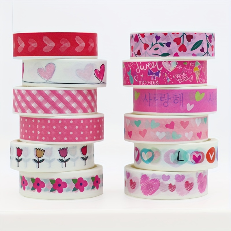 

12pcs Washi Tape Set - Rainbow & Faces, Decorative Masking Tape For Diy Crafts, Scrapbooking, Journaling & Party Supplies