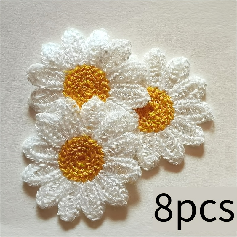 TEMU Toppa all'uncinetto con margherita e , 5/8 pezzi, , , decalcomania decorativa in tessuto da 1,57 pollici, senza retro adesivo - Perfetta per fai