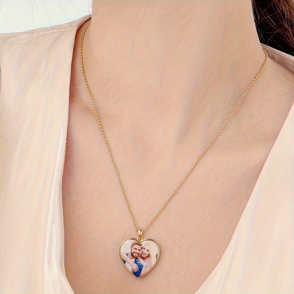 Personalized Custom Family Photo Heart Pendant Necklace