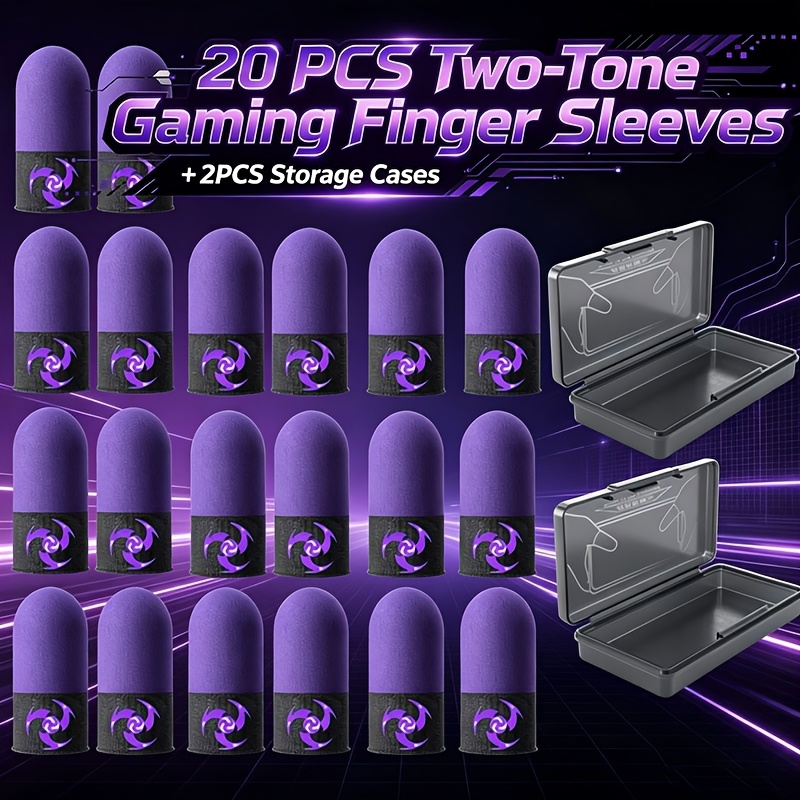 TEMU Set With 2 Portable Storage Cases | 20pcs Anti-sweat Gaming Finger Sleevesultra Sensitive Screen Thumb Sleeves For Mobile Gaming