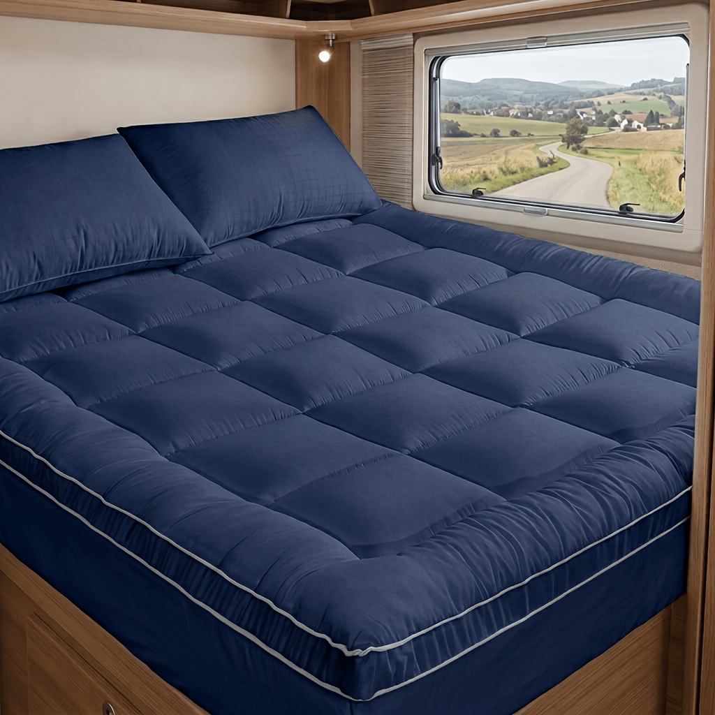 Quilted Mattress Topper Fitted Sheet With 360° Elastic Band, Padded Mattress Protector, Soft Fluffy Bed Cover 900gsm