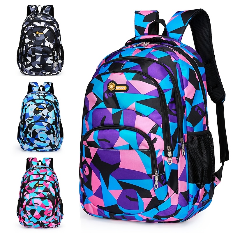 

1pc Fashionable Lightweight Nylon Casual Backpack For Women, Large Capacity, Multi-functional Student Bookbag With Adjustable Straps, Zip Closure, Polyester , And Trendy Sewing Thread Design