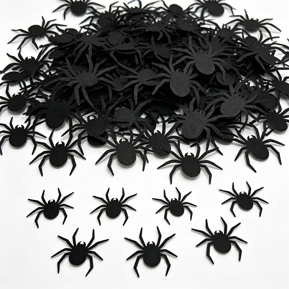 Image of 109pcs Halloween Table Confetti, Black Paper Decorative Confetti, Halloween Themed Party Table , Handmade Decoration Supplies