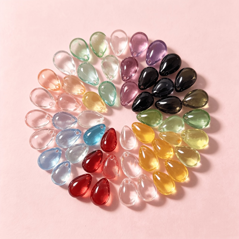 TEMU 50pz Perline di vetro a , perline distanziatrici a multicolore, forniture aggiuntive per orecchini braccialetti ciondoli collane portachiavi,