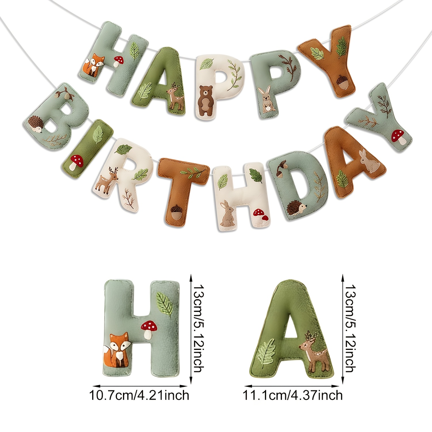 1set Felt Woodland Animal Themed "happy Birthday" Banner, Featuring Forest Animals, Mushrooms, And Foliage, For Woodland-themed Birthday Parties, Nature Celebrations And Rustic Events