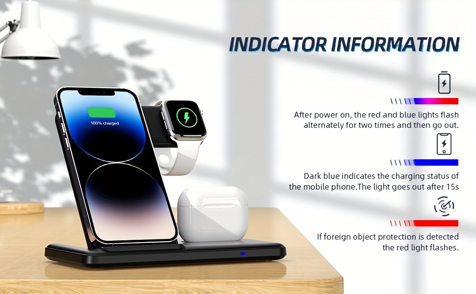 3-in-1 Foldable Wireless Charger – Fast Charging Station for iPhone, Apple Watch & AirPods