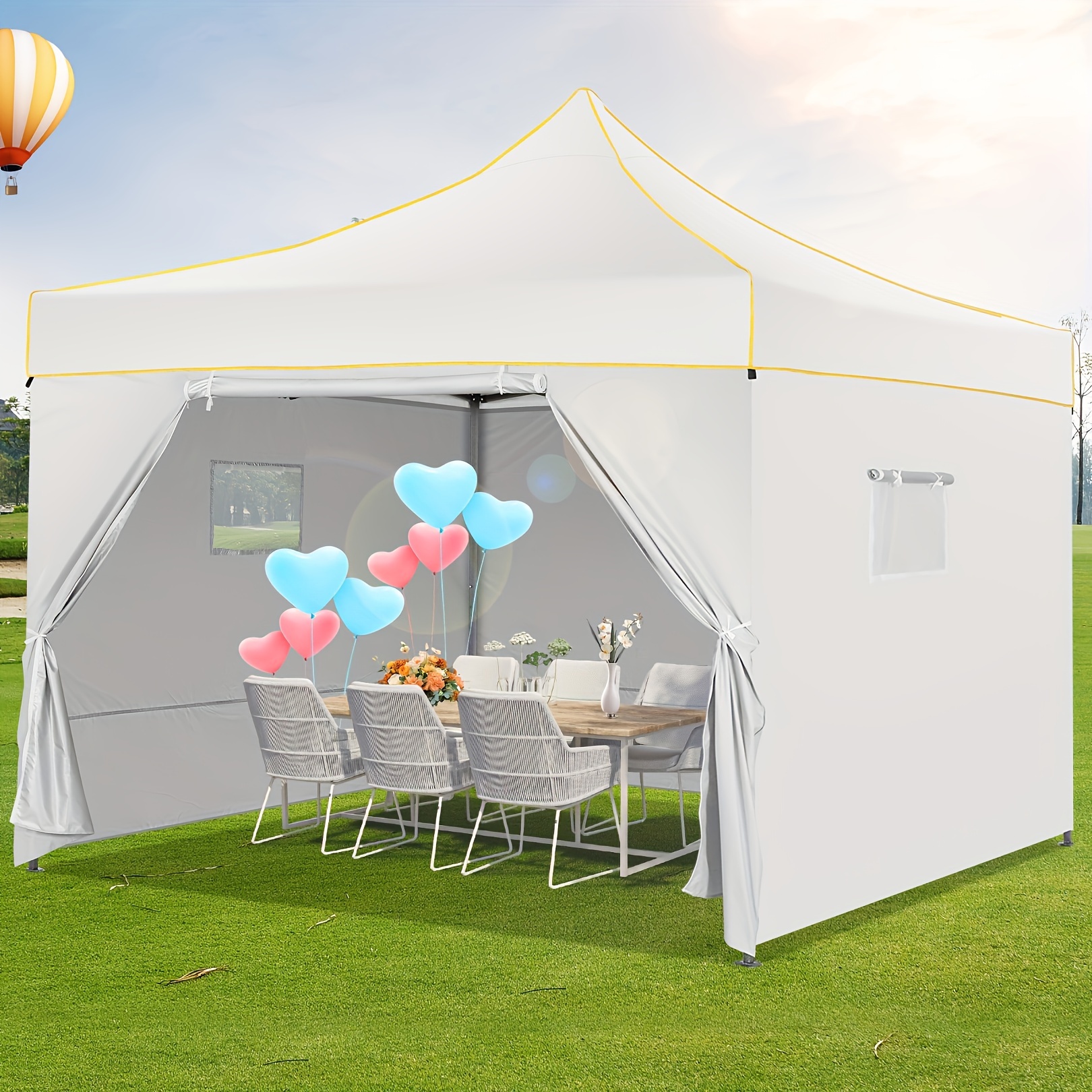 

1pc 10x10 Heavy Duty Pop Up Canopy Tent, Outdoor Tents For Parties, All Season Wind Uv 50+ And Waterproof With Roller Bag, Thickened Legs