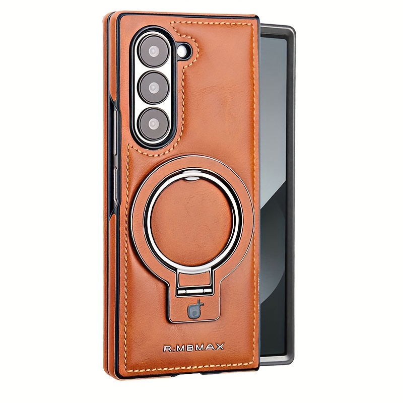 TEMU /5 Mobile Phone Case 4/3 Leather Ring Holder Magnetic Wireless Charging Folding Screen Protective Cover