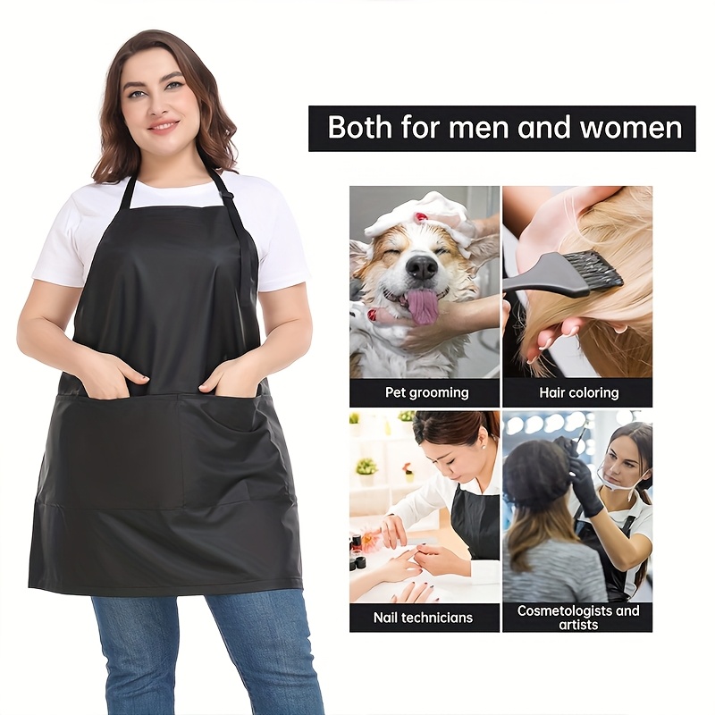 TEMU Tablier de cou réglable avec logo personnalisable pour coiffeurs, salons de beauté, salons de manucure, animaux de compagnie, ateliers d'art et