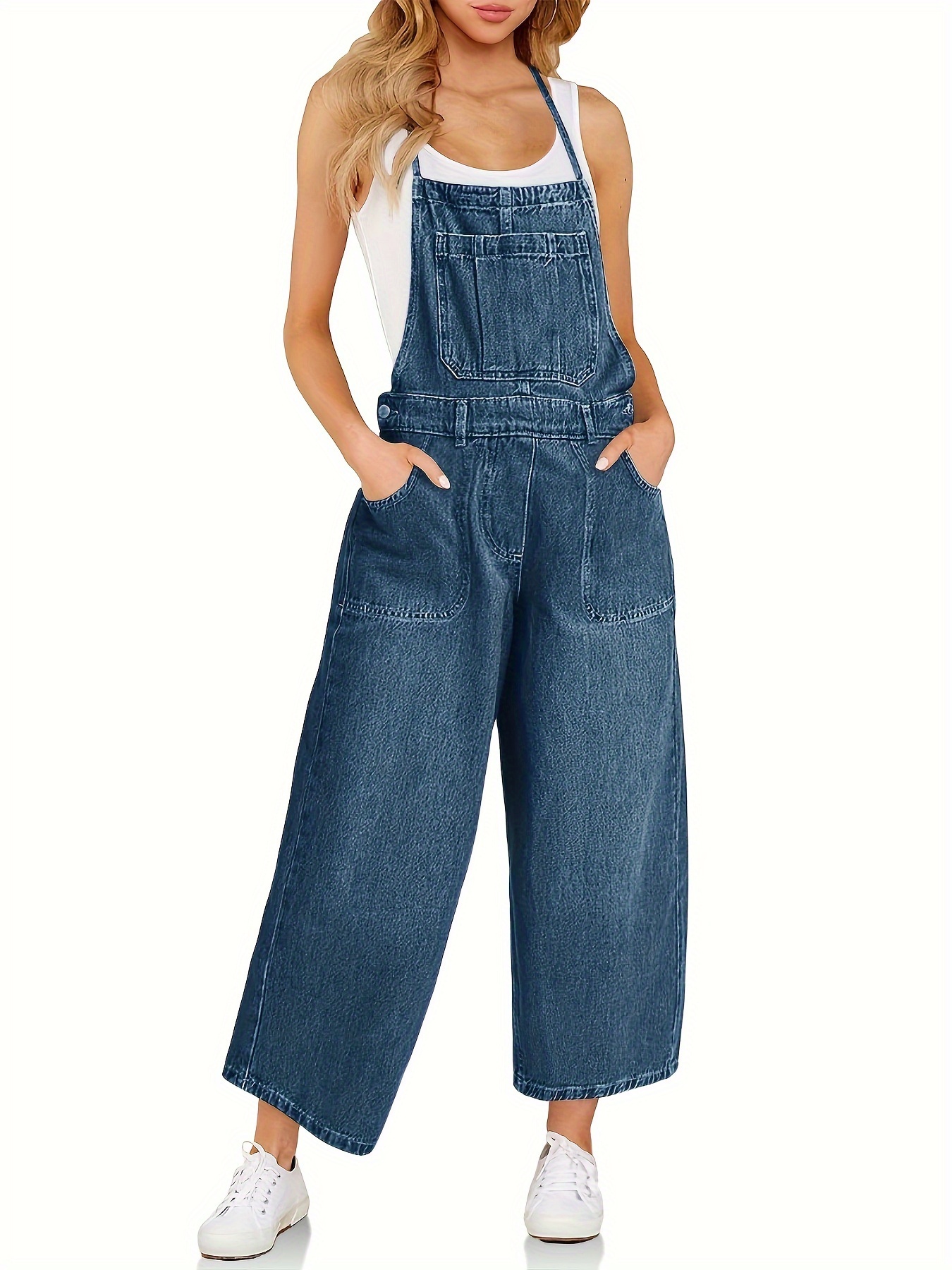 Jamron Womens Plus Size Stretch Denim Tuinbroek Bib Overalls Lange Jumpsuits Playsuits Jean Broek (XS-6XL), Blauw, 46