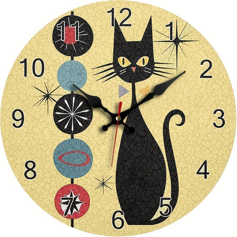 TEMU 1pc, Modern Wall Clock In A Medieval Style, Silent Quartz Round Wooden Clock, Suitable For Decorating Bedrooms, Living Rooms, Offices, Kitchens,