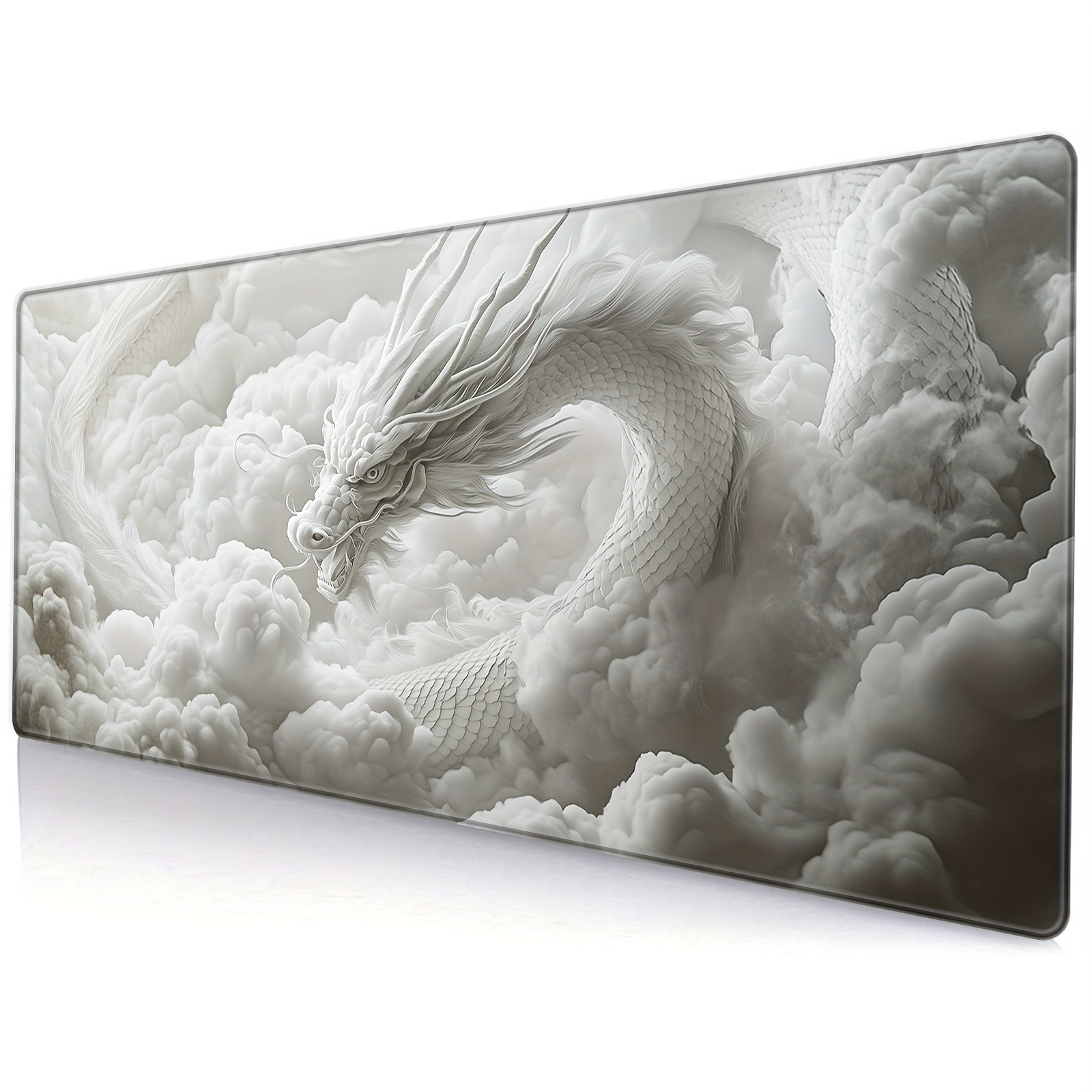 

Bhjlaxr Large Chinese Dragon Mouse Pad With Stitched Edges, Anti-slip Natural Rubber Desk Mat For Gaming And Office