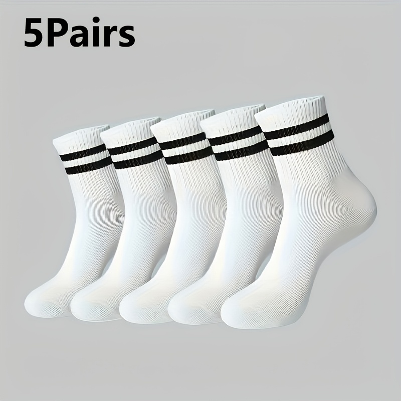 TEMU 5/10 Double Striped Long Socks, Suitable For Men And Women - Versatile Casual Sports Socks