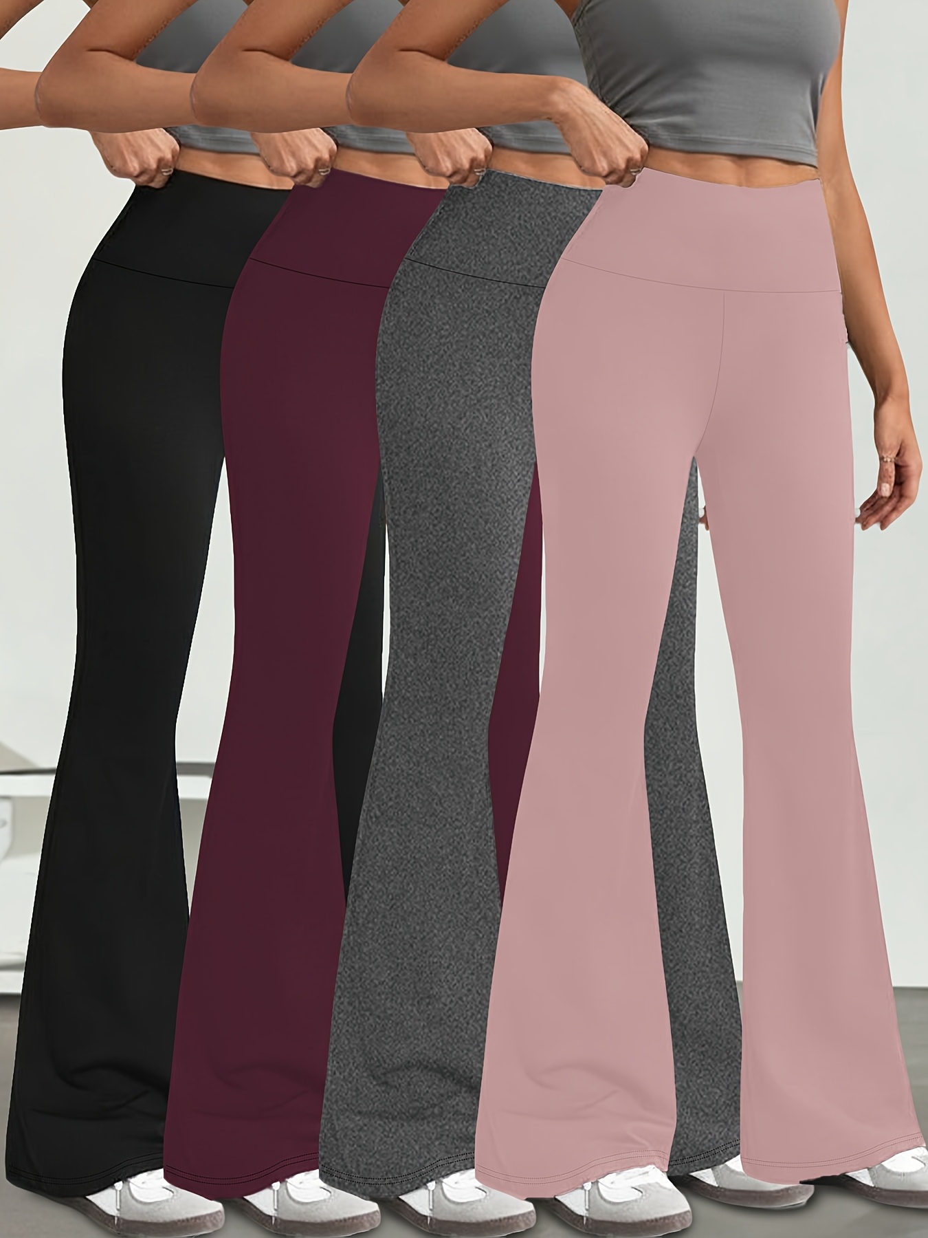 4-Pack Women's High Waisted Flare Pants