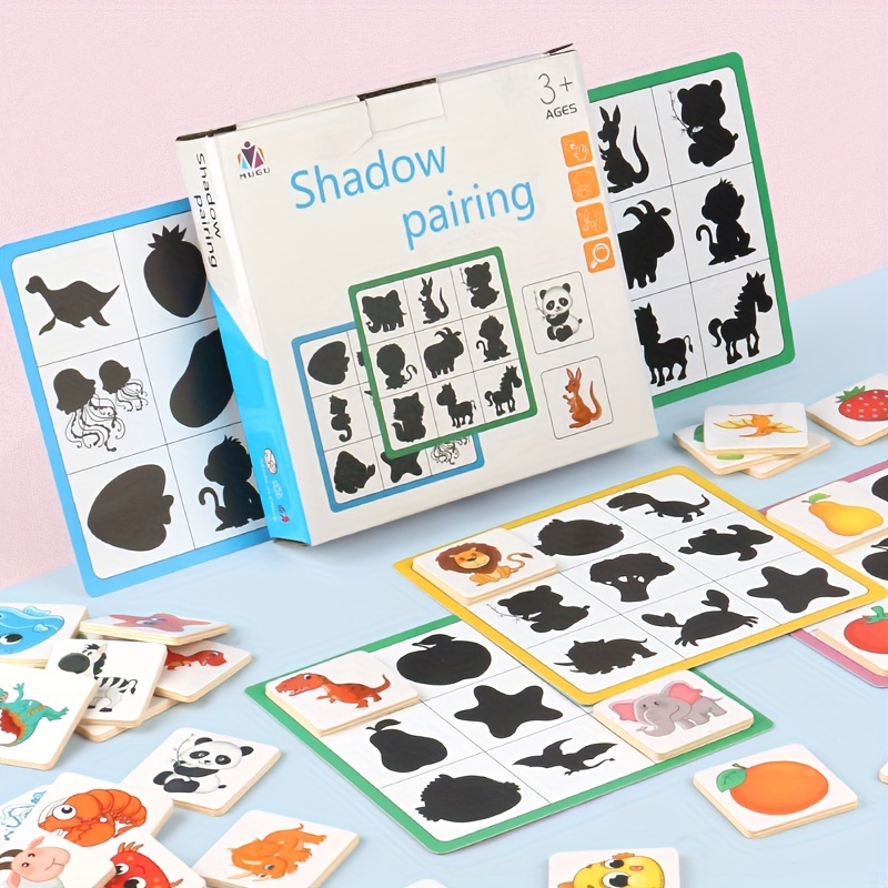 

A Wooden Educational Toy For A Shadow Matching Game, Brain Training, Shape Puzzle, Children's Educational Toy, Suitable For Children Aged 3-6, Christmas Gift