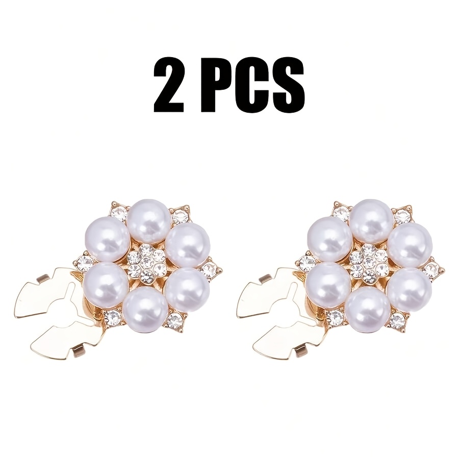 TEMU 2pcs Elegant Pearl Button Set, Shirt Button Set, Stud Set, Fashion Crystal Button Set, Suitable For Tuxedos, Weddings, Evening Gowns Decoration,
