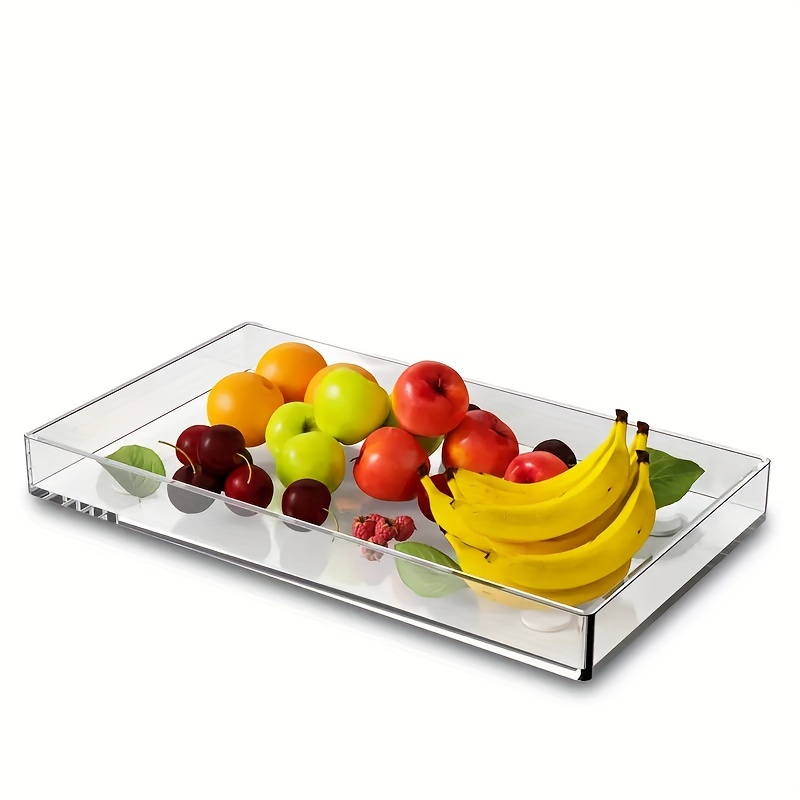 

1pc, Acrylic Serving Tray, Sleek And Versatile, Clear Rectangular Organizer, Space-saving, Multipurpose Use For Cosmetics, Snacks, Toiletries, Meals
