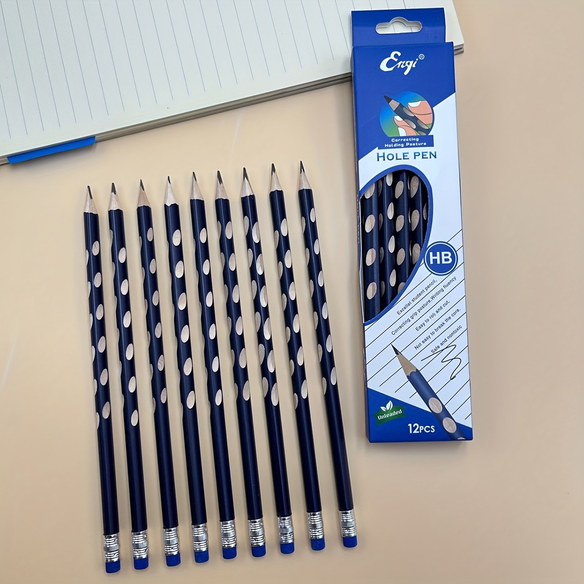 

12-piece Triangular Grip Pencils For Sketching & Writing - Ergonomic Design, 1.0-1.9mm Lead, Ideal For Artists & Office Use