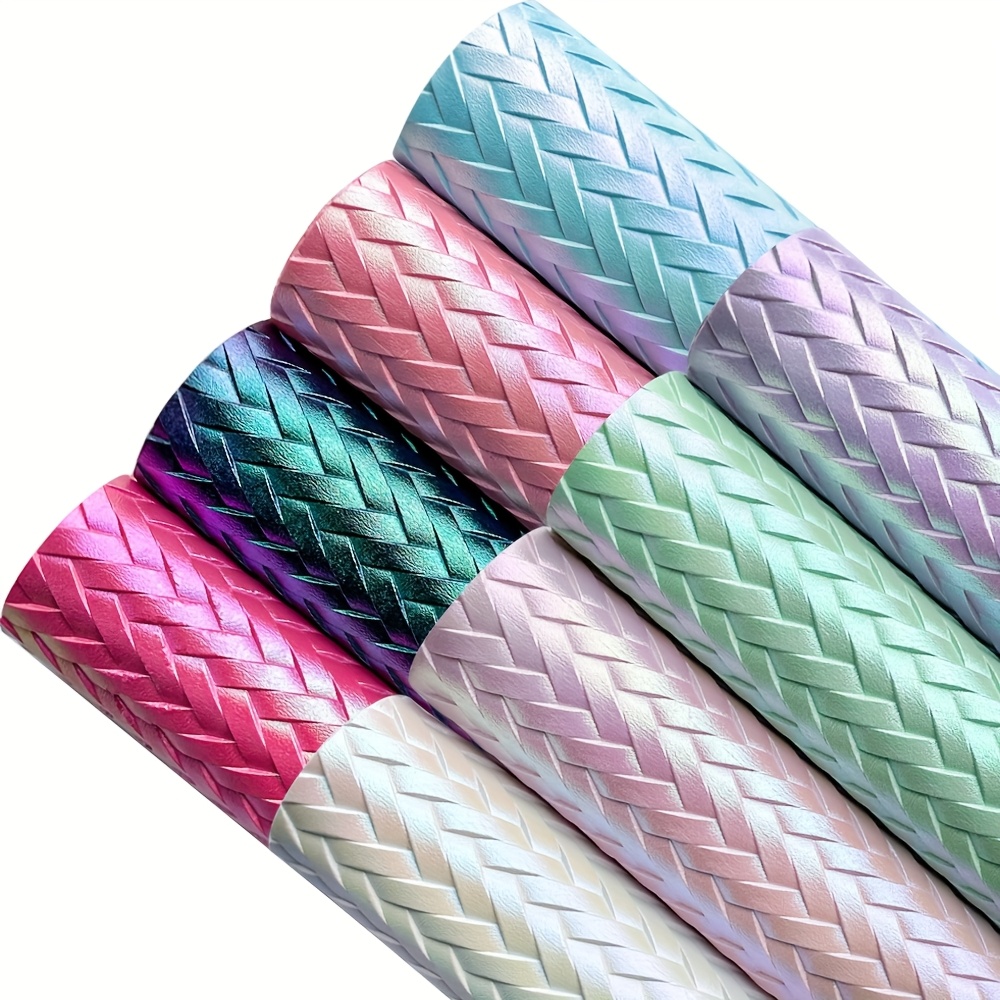 TEMU 8pcs Rainbow Gradient Braided Leather 8.2" X " Pu Fabric Is Handmade Crafts Such As Diy Leather Materials, Earrings, Home Furniture Decor,
