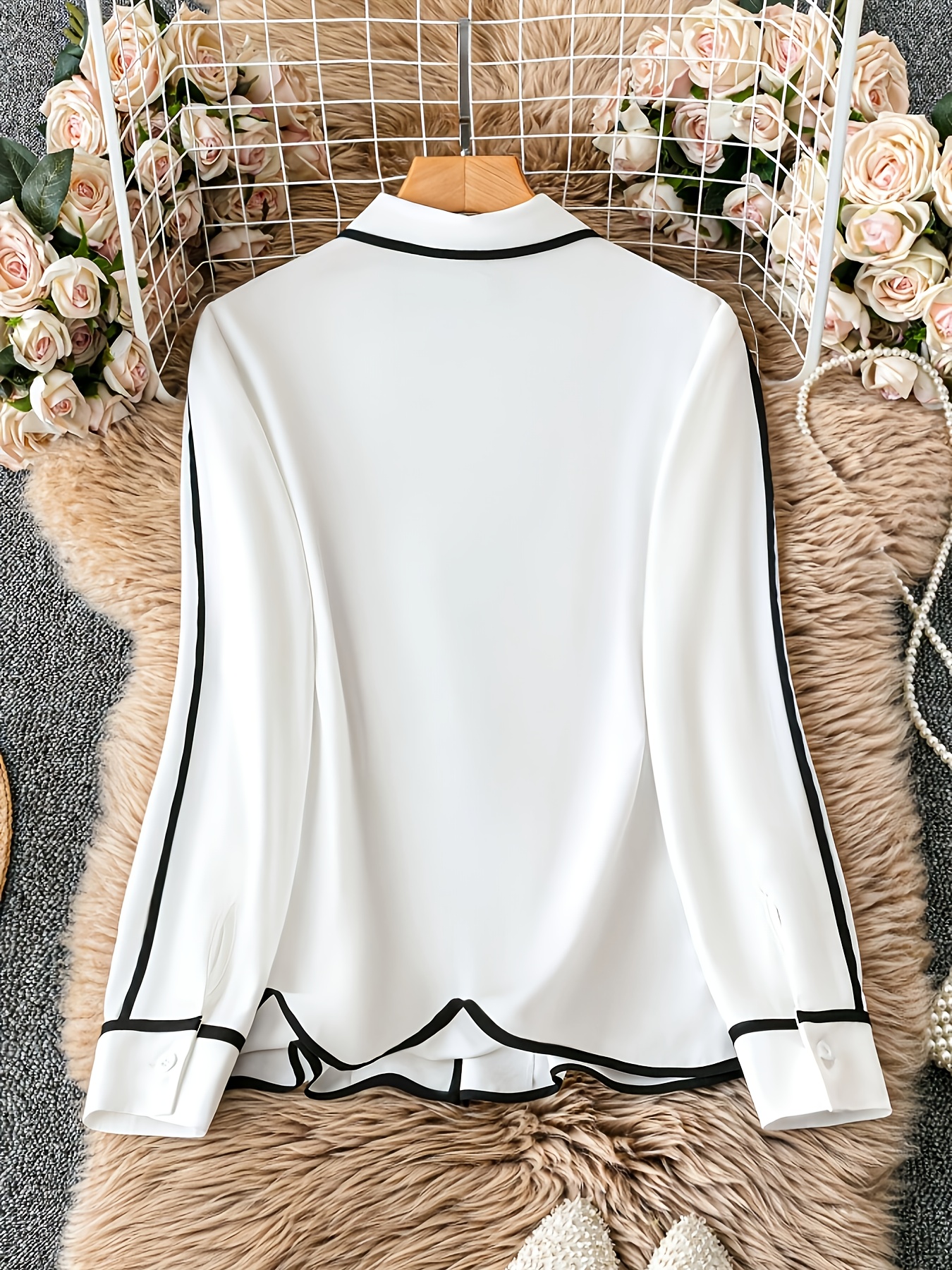 camisa elegante larga mujer botones cuello Temu Spain - Main Image