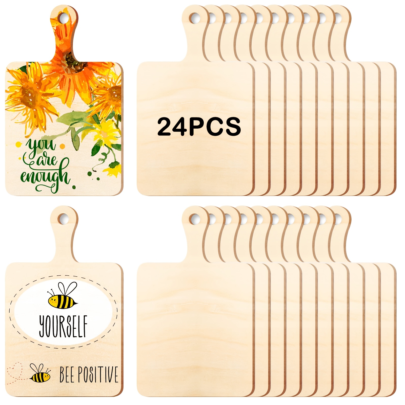 Image of 24 Wooden Trays Featuring Handles, Ideal For Crafting And For Home Decor, Perfect For Projects, Laser Engraving, Wood Burning, And Coloring