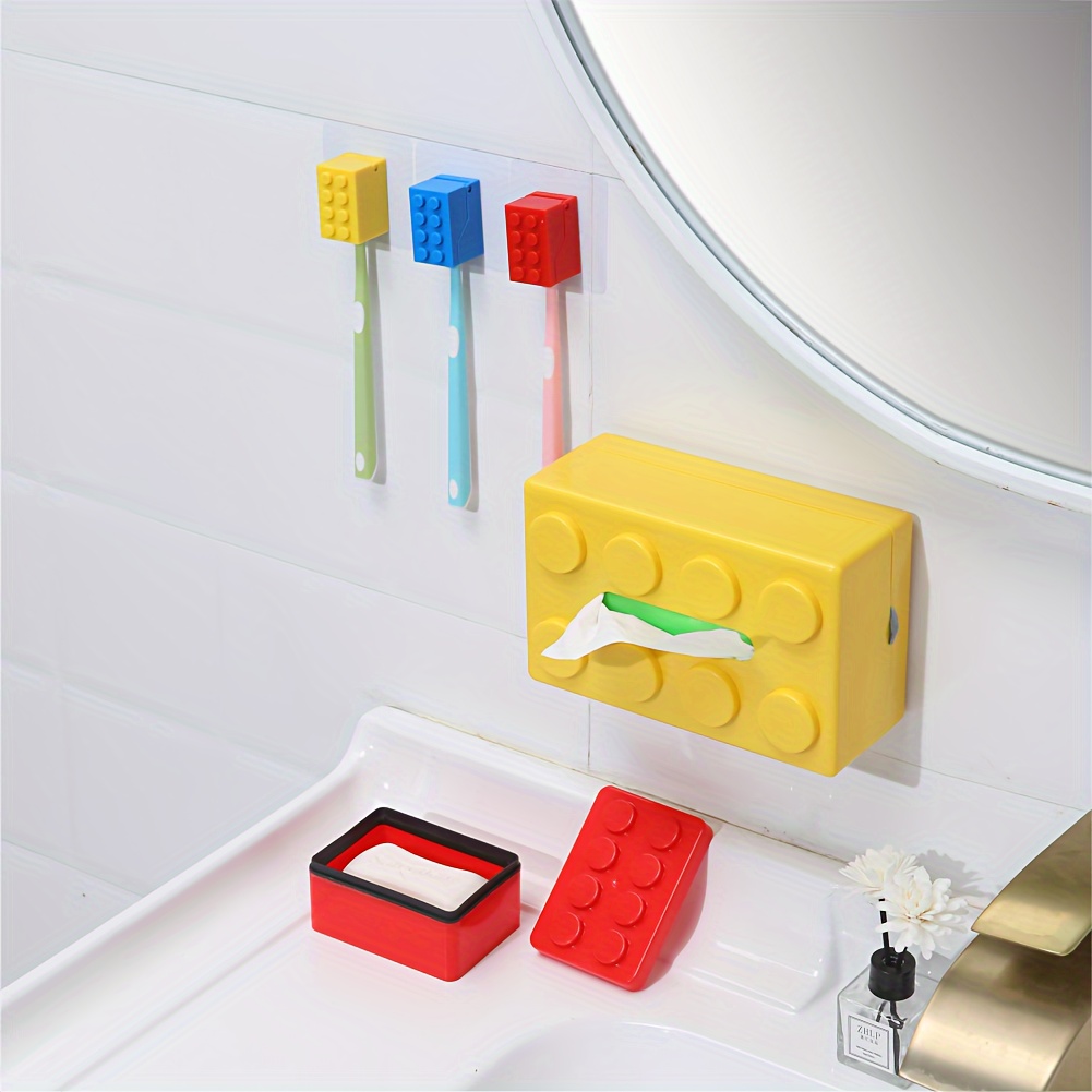colorful plastic building block toothbrush holders self Temu Kuwait - Main Image