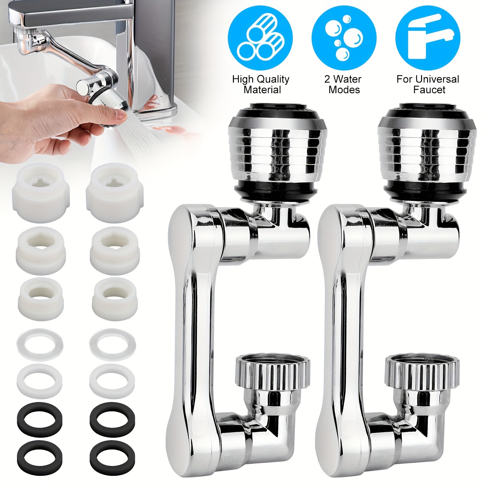 UKCOCO Faucet Sprayer Attachment, Sink Water Filter Faucet Strainer Filter 360° Rotating Sprinkler Head Sink Aerator 3 Mode Adjustable Kitchen Tap Splash-proof Water Tap Shower Head Nozzle