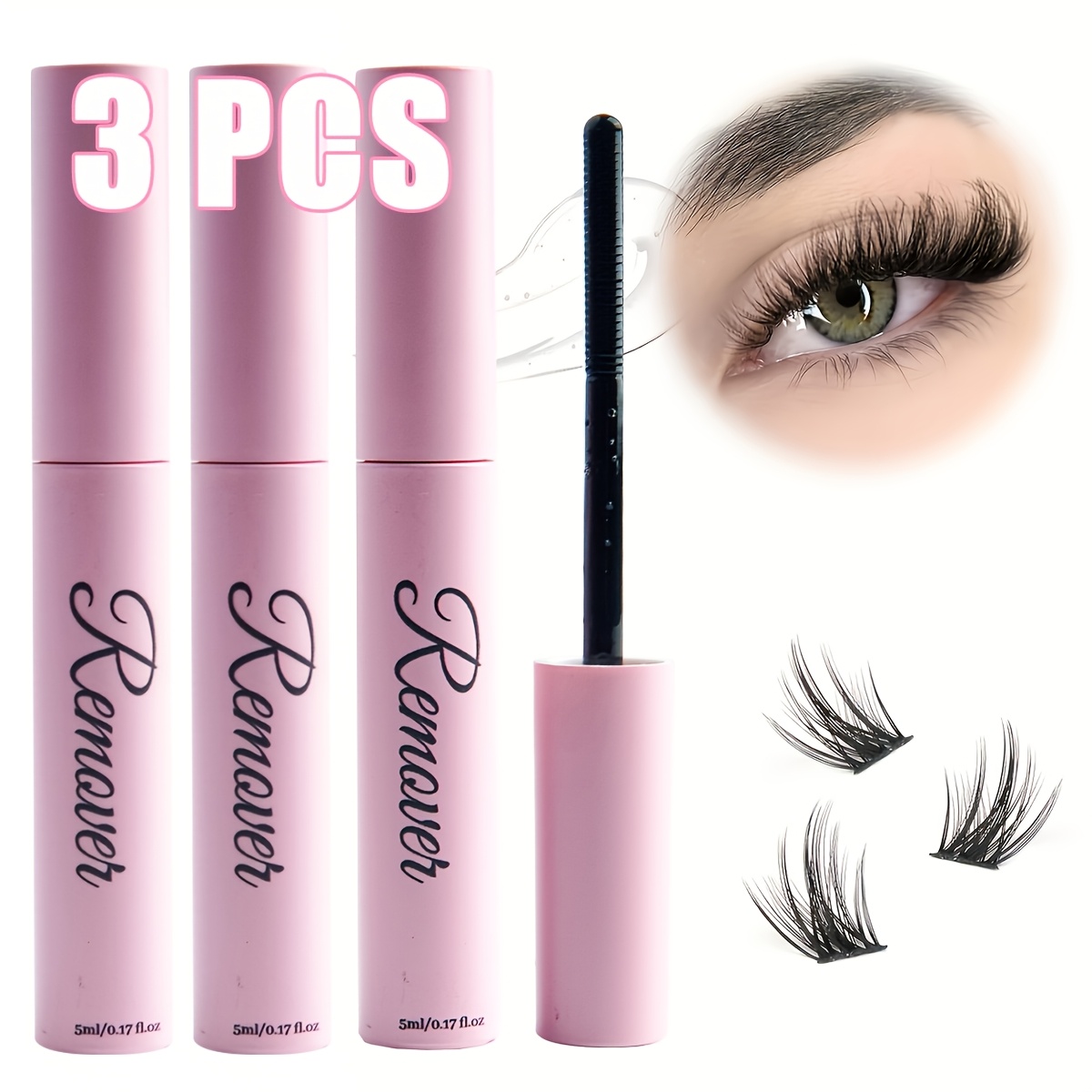 Image of 3-pack Quick-action Eyelash Glue Remover Sticks. Suitable For Types, Gentle And Non-irritating To Eyes And Lips. Leaves No Residue. Effortlessly Removes Eyelash Extensions With A Precise Applicator