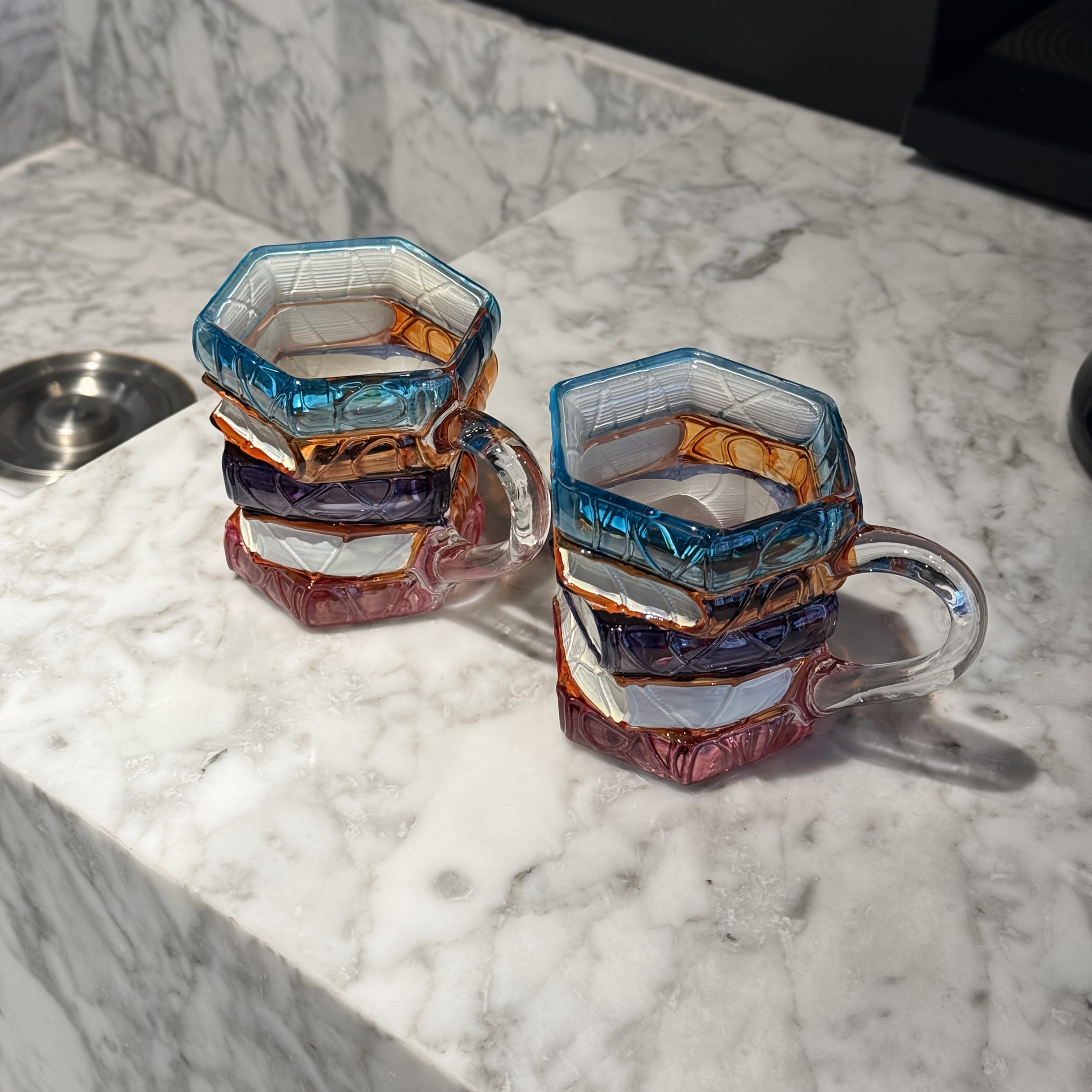 TEMU 2- Pack Small Decorative Glass Book Mugs, 7 Ounces (. 198.4g), Espresso Cappuccino Latte Tea Cups With Handles, Book Coffee Mugs, Perfect For