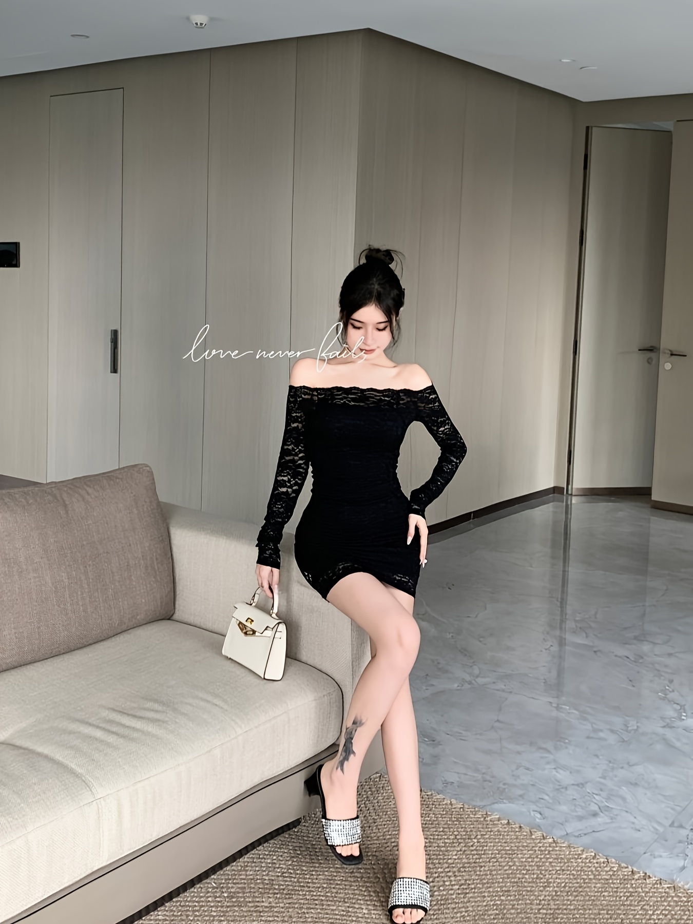 Dames Jurk Zwart Jurkje Met Kant Mooie Jurk Met Kanten Details