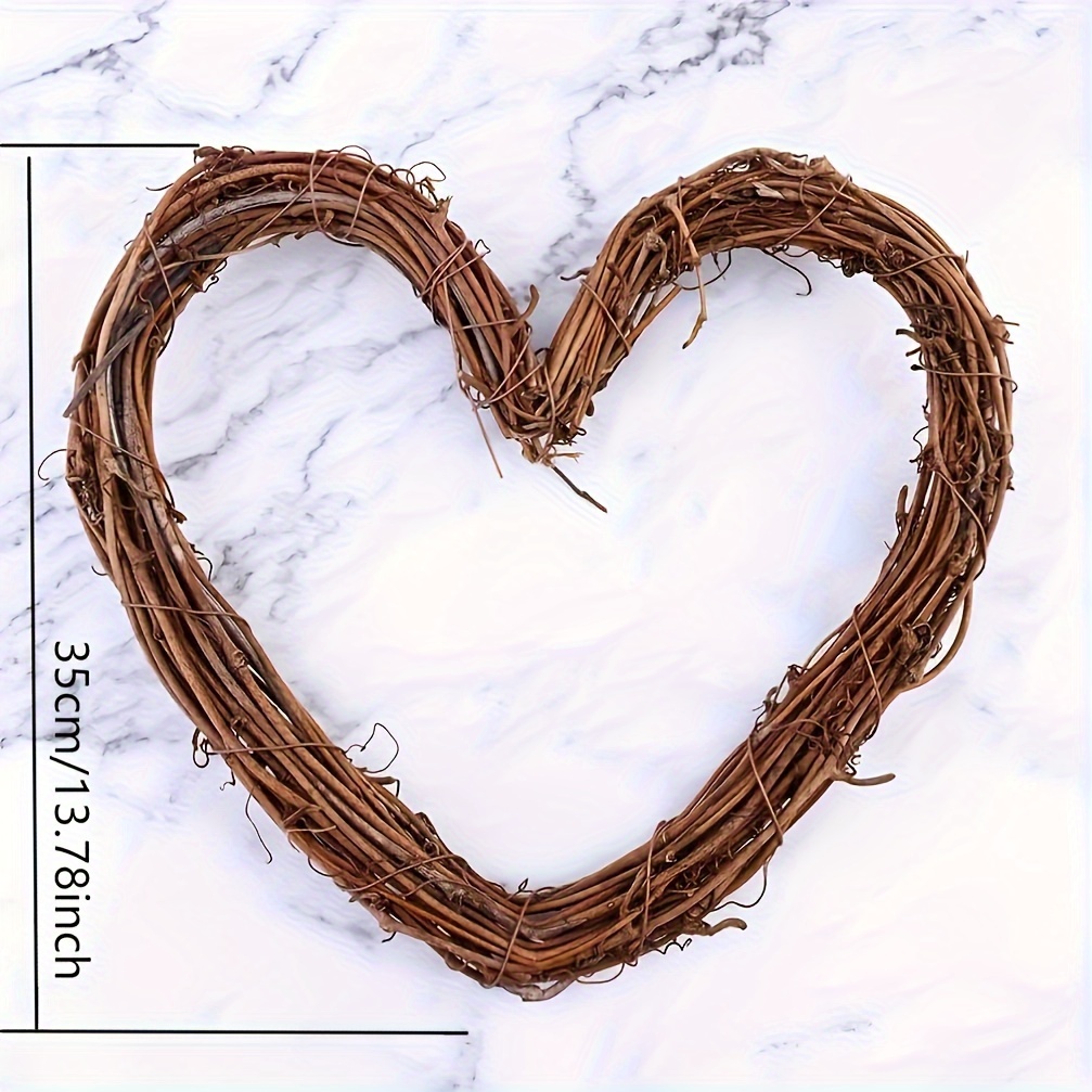 2pcs, Heart Shaped Basket Natural Grapevine Wreath Heart Shaped Wreath Ring Crafts Vines Base For Rustic Wedding Party Hanging Decoration Wreaths Supplies (heart) Wreath Form Christmas Halloween