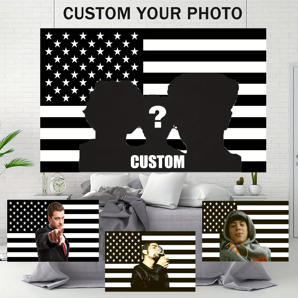 

Custom Black And White American Banner - Personalized 1pc Polyester Decorative Hangable Emblem For Garden, Clubs, Concerts, Bars, Dorms, Living Room, Bedroom - Durable And Electricity-free